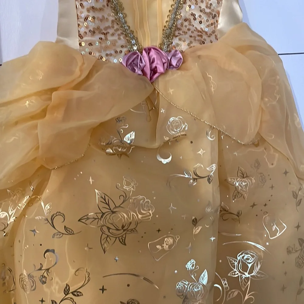 Disney Yellow Princess Belle Dress Costume with Pink Accents